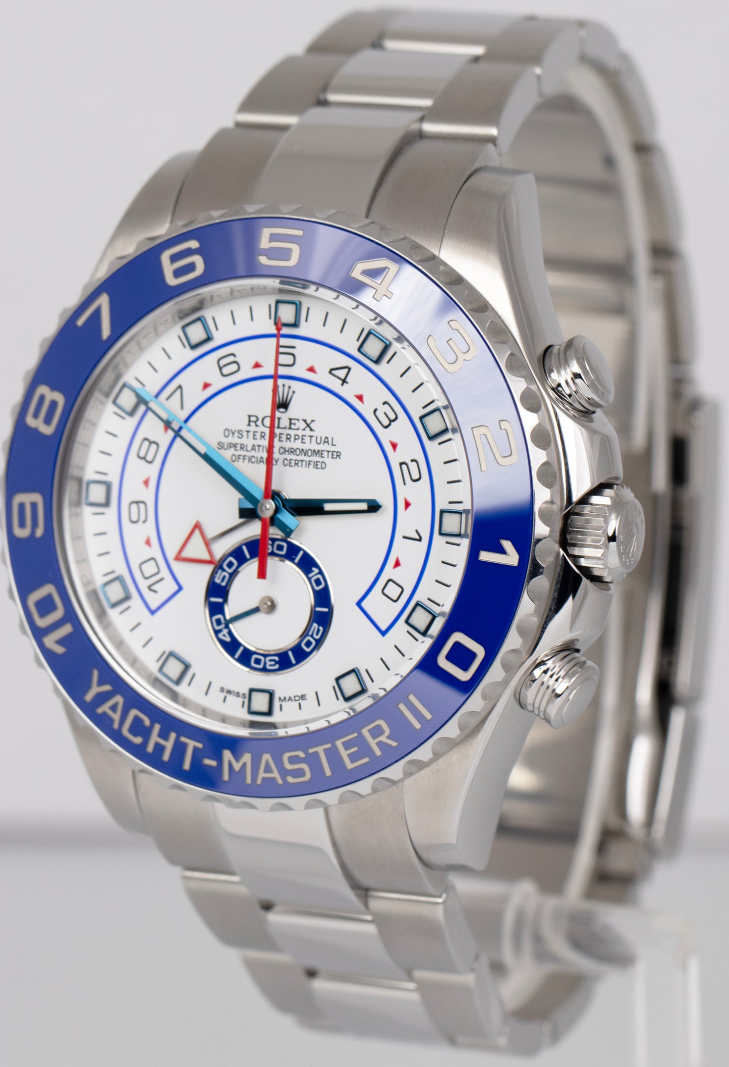 MINT PAPERS Rolex Yacht-Master II 44mm White Stainless Blue Watch 116680 BOX