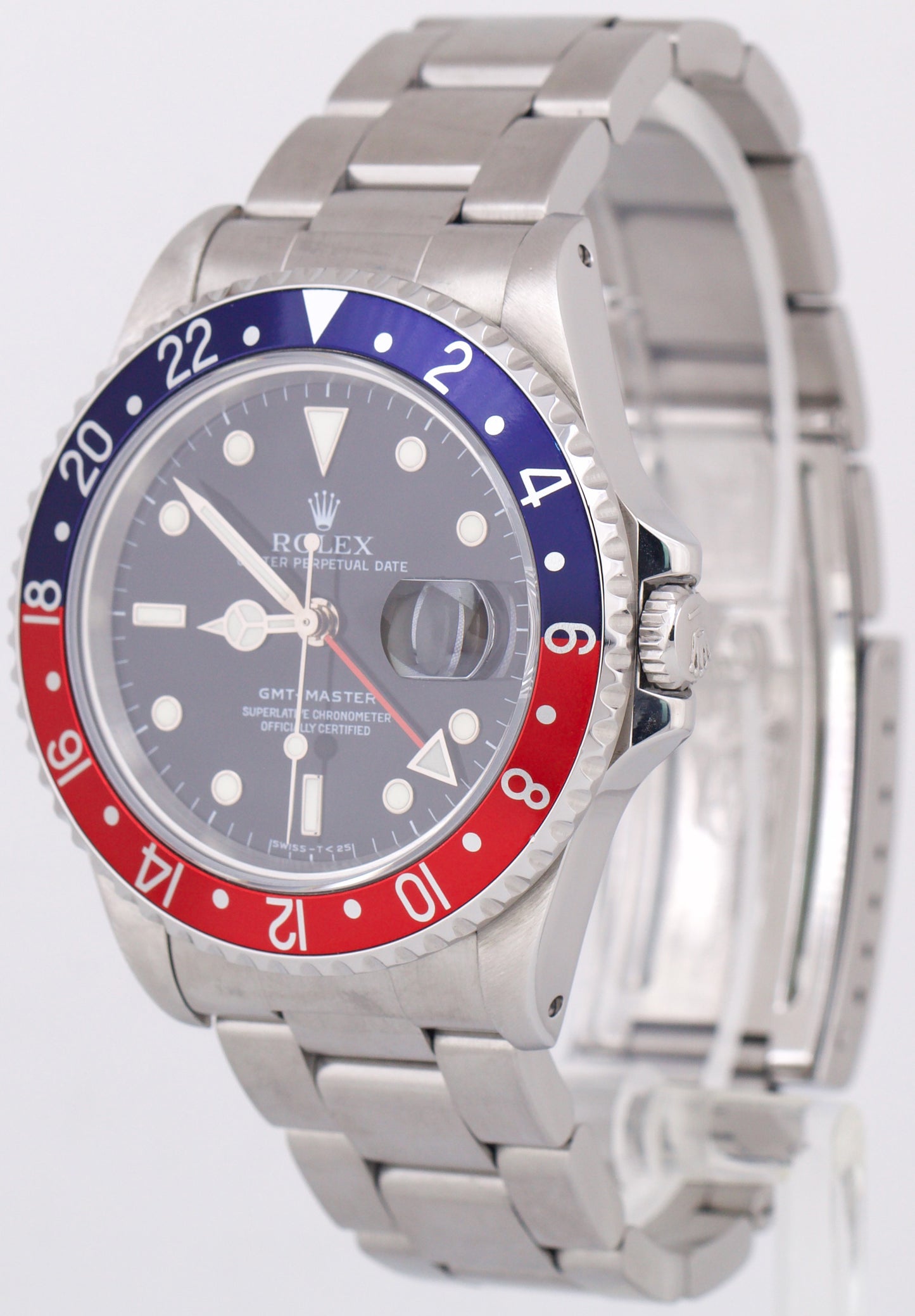 MINT Rolex GMT-Master PEPSI Blue Red Stainless OYSTER Black Steel 40mm 16700 BOX