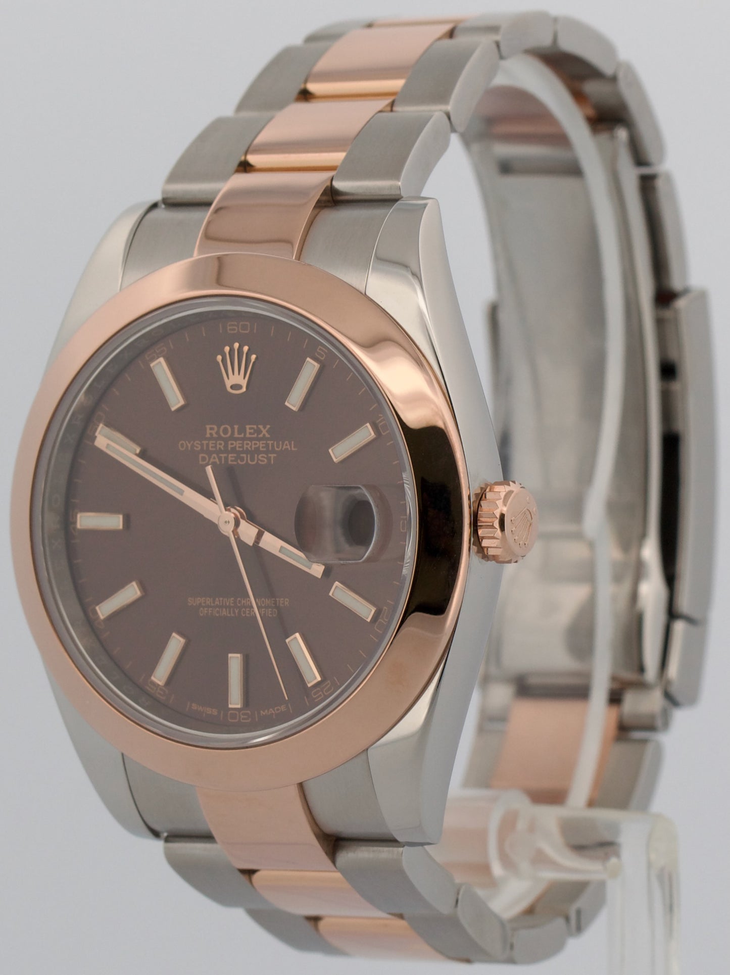 2026 RSC PAPERS Rolex DateJust 41mm CHOCOLATE 18K Rose Gold Steel 126301 BOX