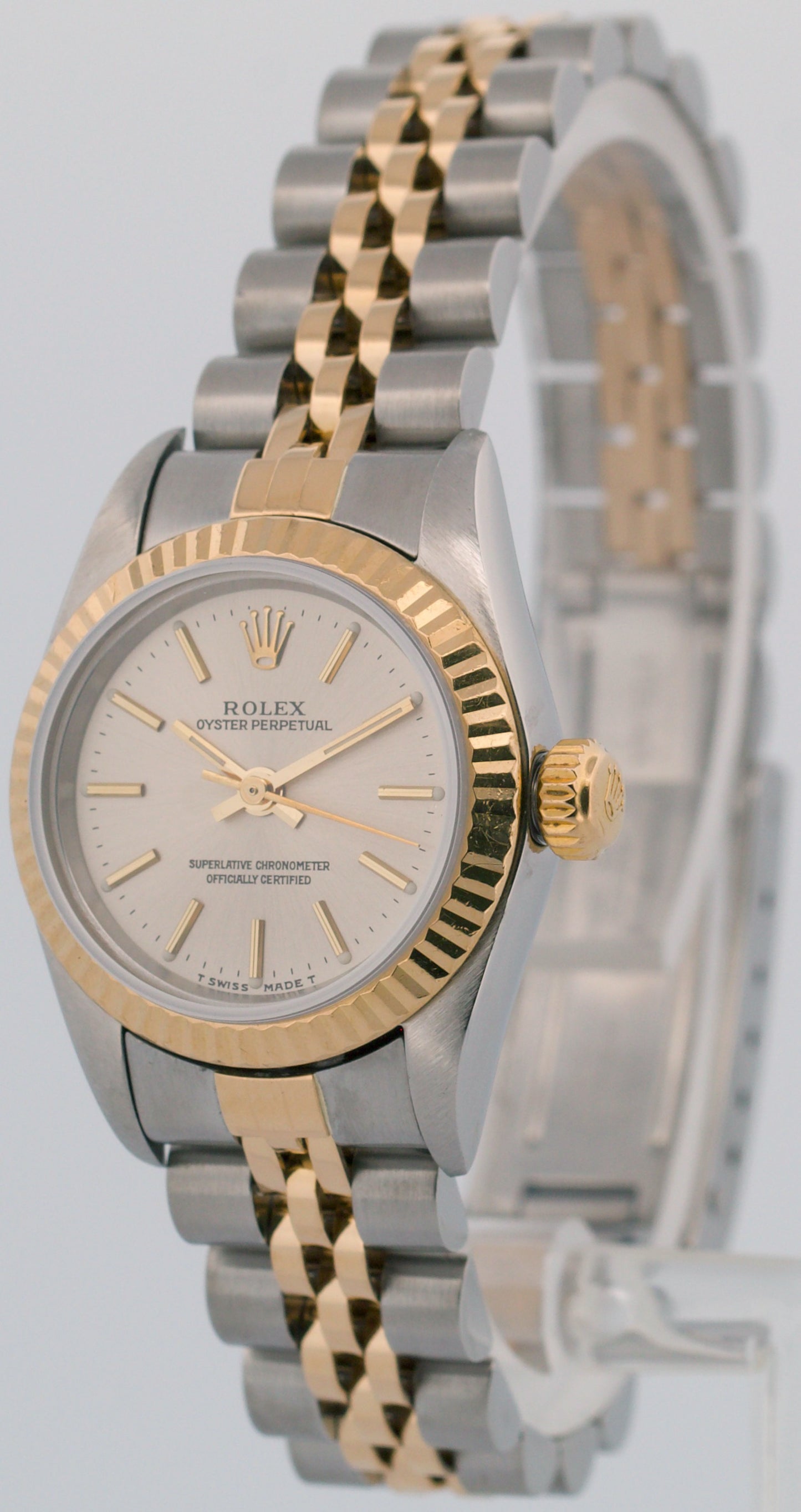PAPERS Rolex Oyster Perpetual 24mm SILVER Two-Tone Gold Steel JUBILEE 67193 BOX