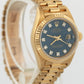 Ladies Rolex DateJust President 26mm BLUE DIAMOND 18K Yellow Gold Watch 69178