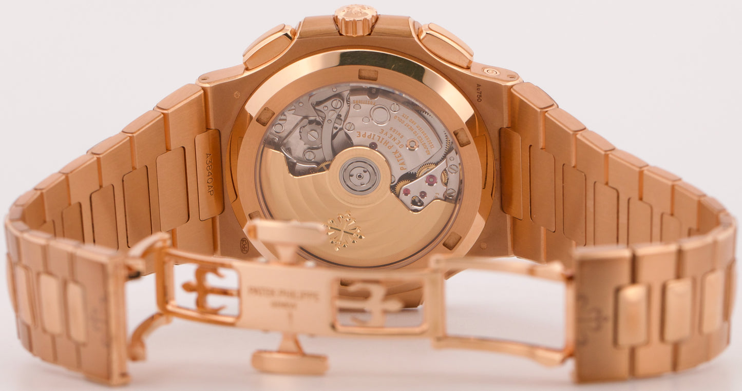 2021 PAPERS Patek Philippe Nautilus 40.5mm BLUE 18K Travel Time 5990/1R-001 BOX