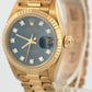 Ladies Rolex DateJust President 26mm BLUE DIAMOND 18K Yellow Gold Watch 69178