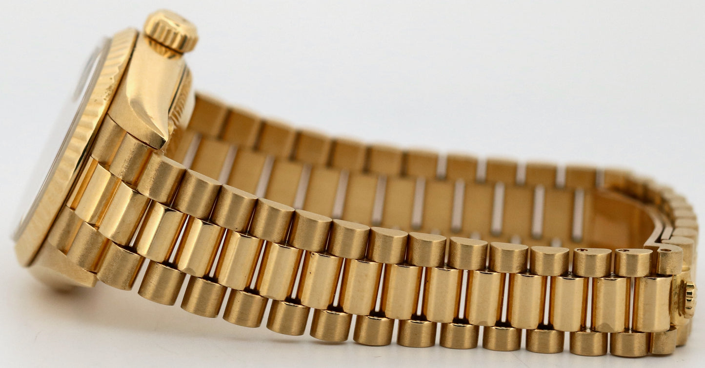 Ladies Rolex DateJust President 26mm BLUE DIAMOND 18K Yellow Gold Watch 69178