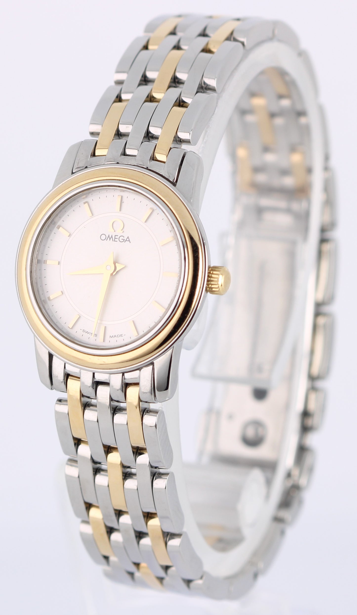 Omega De Ville Prestige Two-Tone Gold Steel Silver 22mm 4370.31.00 Quartz Watch