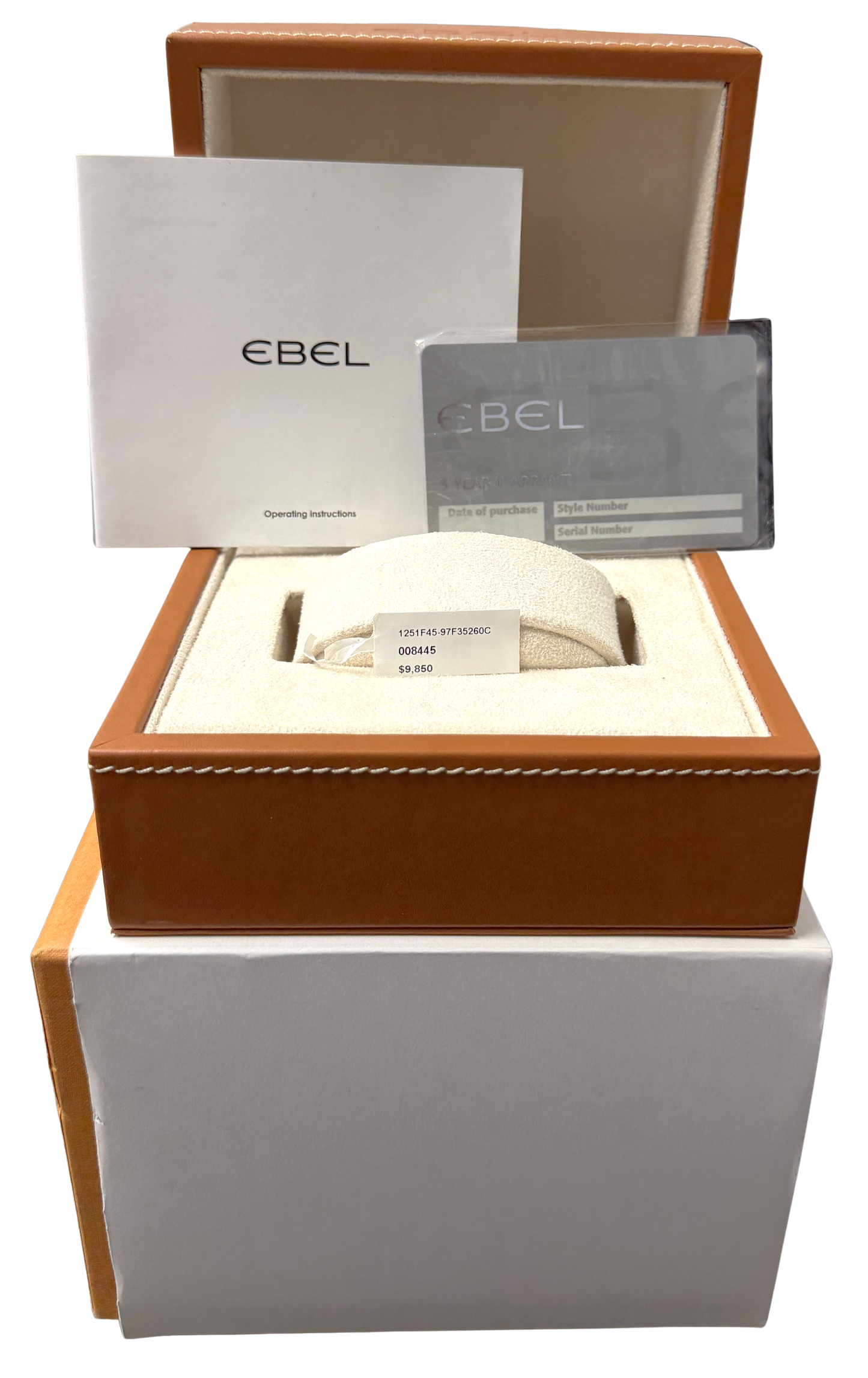 EBEL Classic Wave PAPERS Steel Mother of Pearl DIAMONDS 40mm 1251F45 Watch BOX