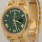 2023 PAPERS Rolex Day-Date President 40mm ARABIC GREEN ROMAN 18K Gold 228238 BOX