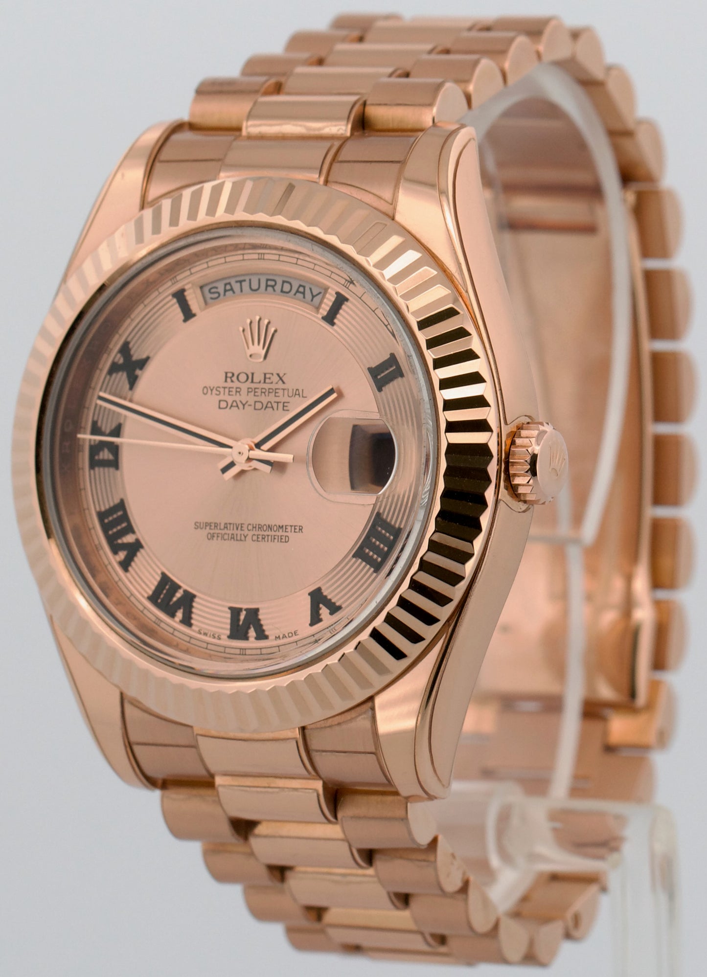PAPERS Rolex Day-Date II 41mm President CONCENTRIC PINK Roman 18K 218235 BOX