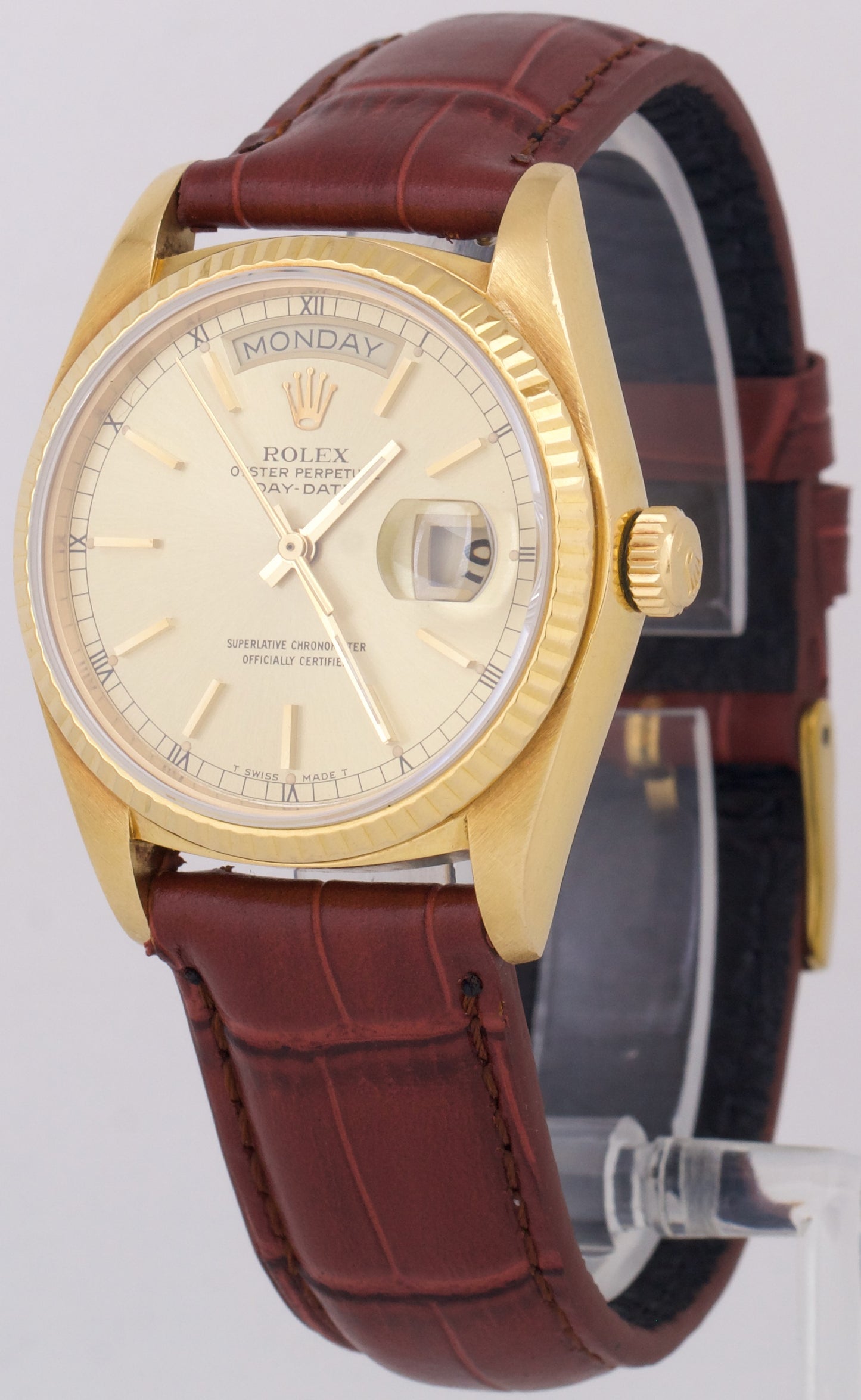 1978 Rolex Day-Date President 36mm CHAMPAGNE 18038 18K Yellow Gold Leather Watch