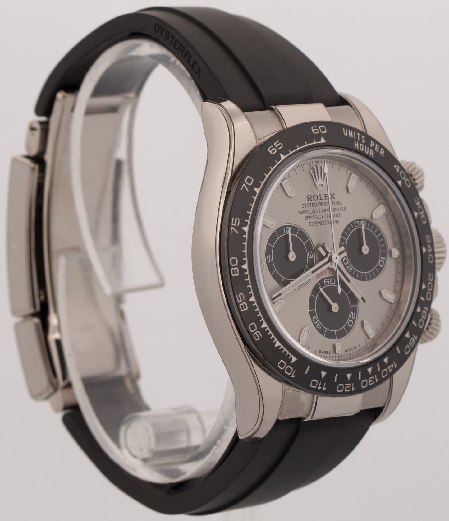 2019 PAPERS Rolex Daytona SILVER GHOST 18K Gold Oysterflex 40mm 116519 LN BOX