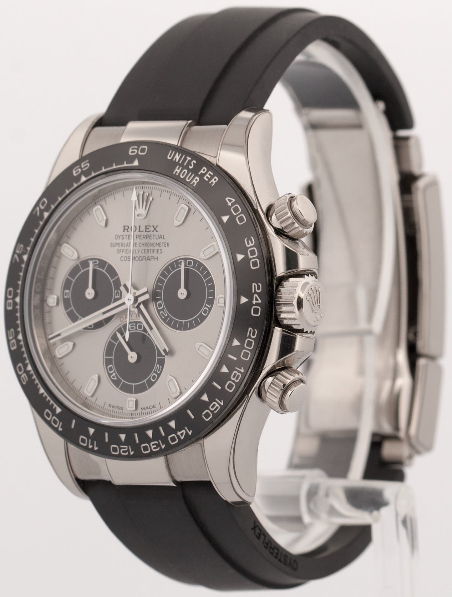 2019 PAPERS Rolex Daytona SILVER GHOST 18K Gold Oysterflex 40mm 116519 LN BOX