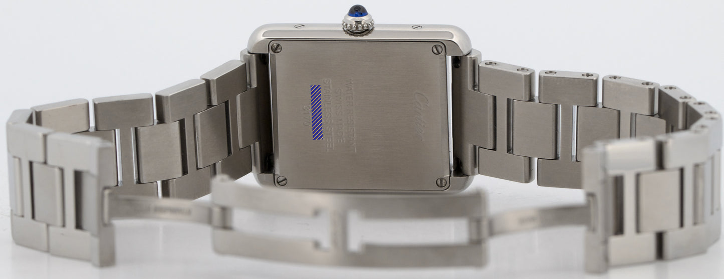 2012 PAPERS Cartier Tank Solo SILVER Steel 23mm Quartz Leather 3170 W5200013 BOX