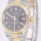 VINTAGE Rolex Oyster Perpetual DATE Two-Tone Gold Steel Black 34mm 15053 Watch