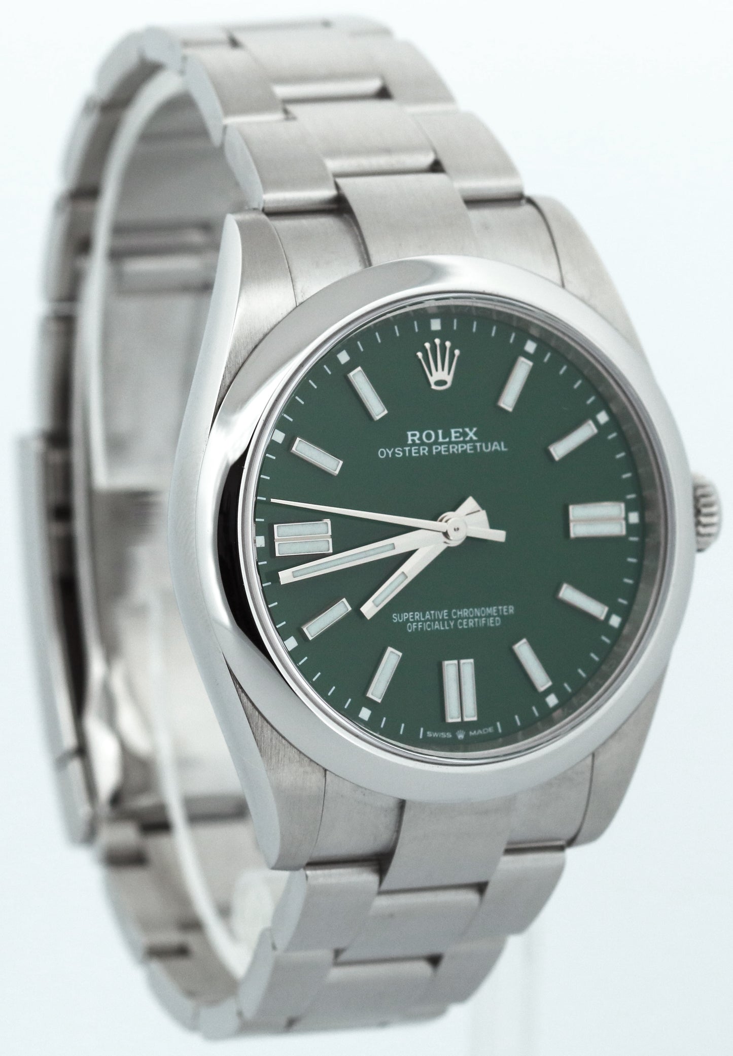 2025 PAPERS Rolex Oyster Perpetual 41 GREEN Stainless Steel 41mm 124300 BOX
