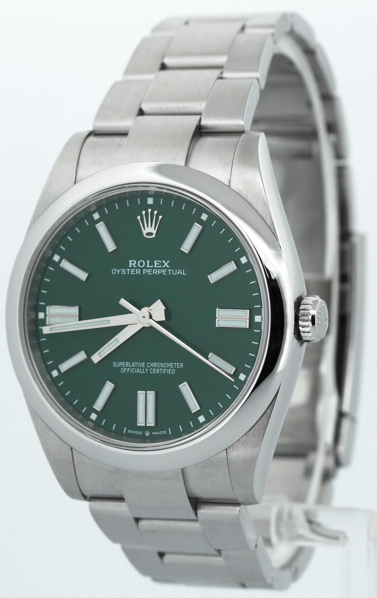 2025 PAPERS Rolex Oyster Perpetual 41 GREEN Stainless Steel 41mm 124300 BOX