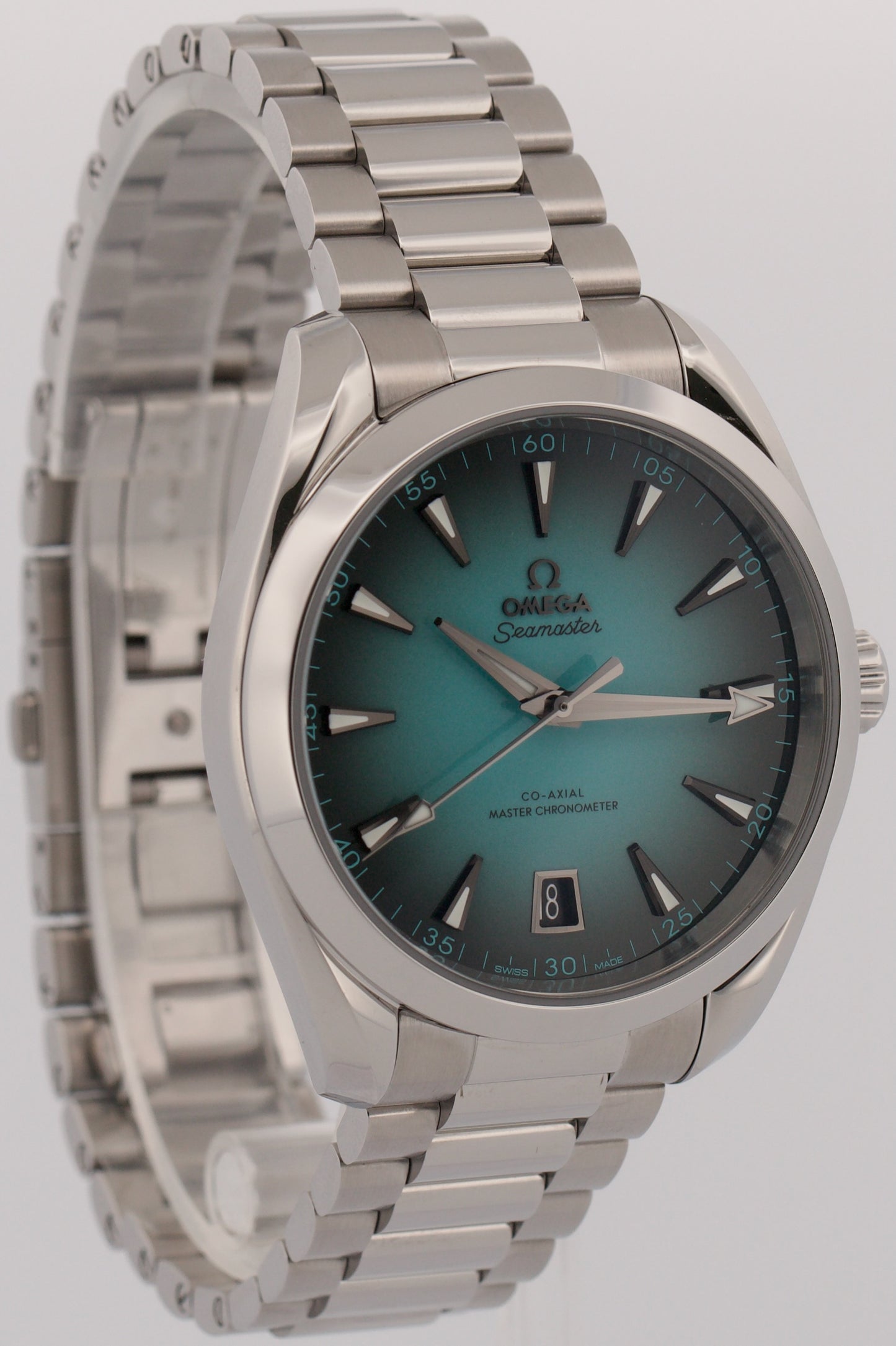 NEW PAPERS Omega Seamaster Aqua Terra TEAL Steel 41mm 220.10.41.21.03.006 BOX