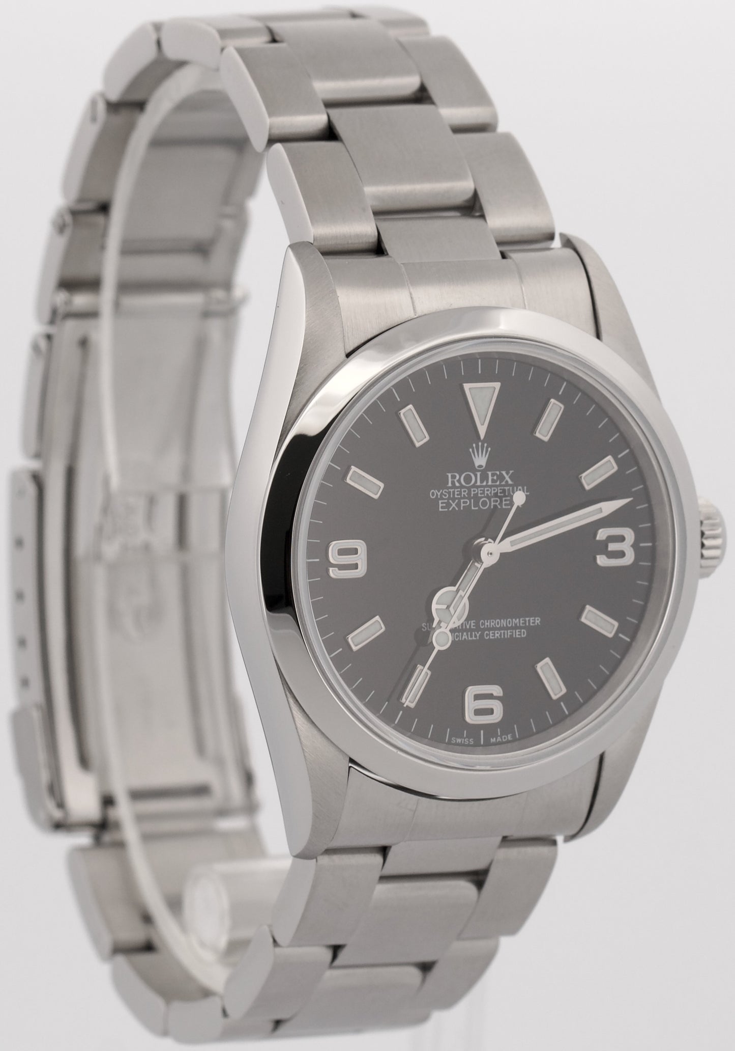 Rolex Explorer I BLACK 36mm 3-6-9 Stainless Steel Automatic Oyster Watch 14270