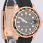 Rolex Yacht-Master 18k Rose Gold RAINBOW SAPPHIRE Black Oysterflex 37mm 268655