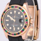 Rolex Yacht-Master 18k Rose Gold RAINBOW SAPPHIRE Black Oysterflex 37mm 268655