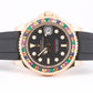 Rolex Yacht-Master 18k Rose Gold RAINBOW SAPPHIRE Black Oysterflex 37mm 268655