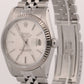 Rolex DateJust SILVER LINEN 36mm Stainless Steel 18K White Gold JUBILEE 16234