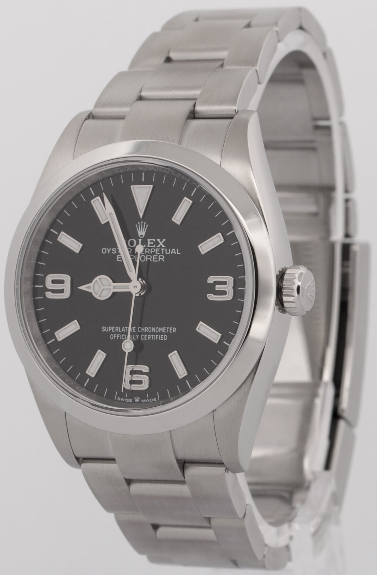 2025 PAPERS Rolex Explorer I BLACK 36mm Stainless Steel 3-6-9 Watch 124270 BOX