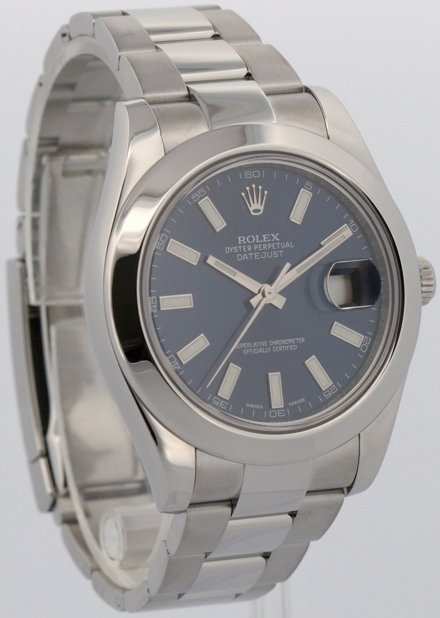 Rolex DateJust II 41mm BLUE Stainless Steel Smooth Oyster Date Watch 116300