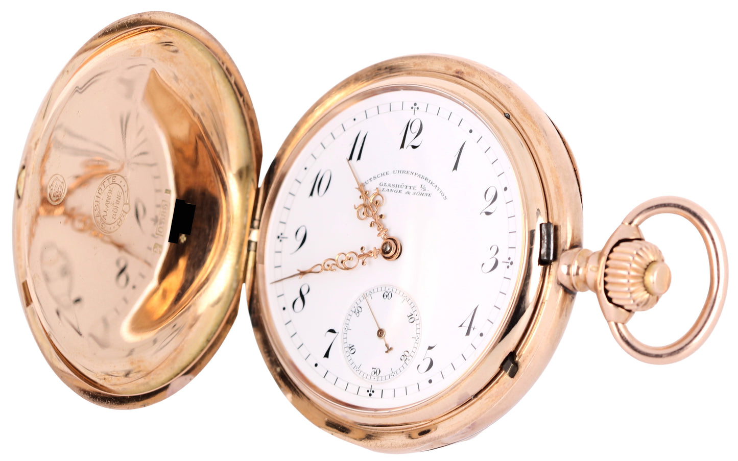 VINTAGE 1905 A. Lange & Sohne Glashutte DUF PAPER 14k Gold 52mm Pocket Watch BOX