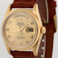 1991 Rolex Day-Date 36mm CHAMPAGNE ARABIC 18K Gold BARK Leather Watch 18248