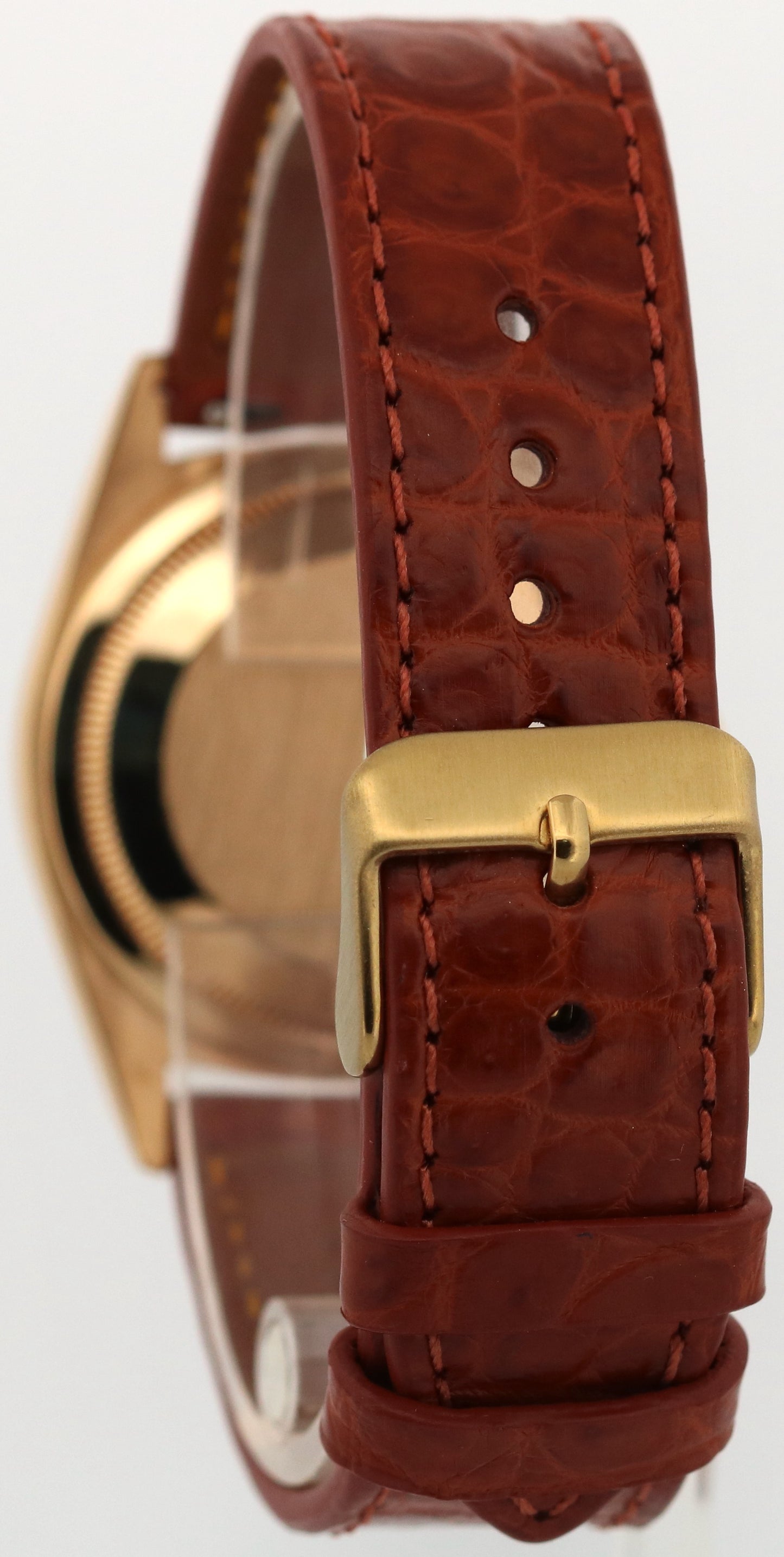 1991 Rolex Day-Date 36mm CHAMPAGNE ARABIC 18K Gold BARK Leather Watch 18248