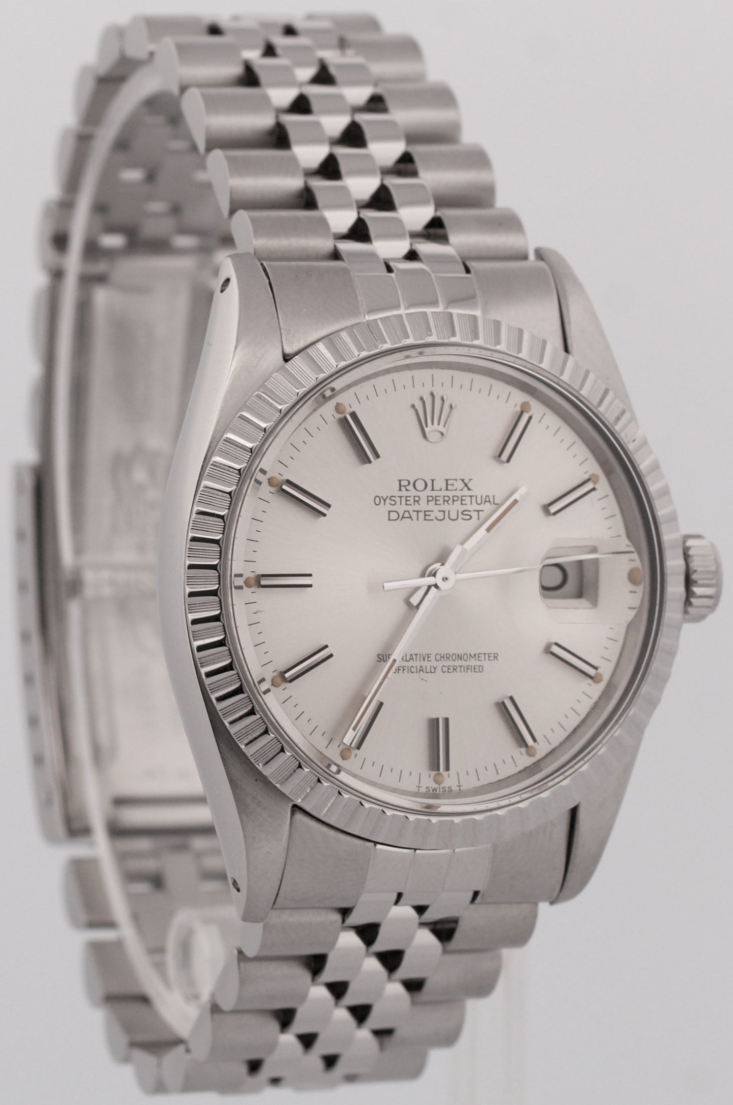 1983 Rolex DateJust 36mm SILVER Stainless Steel Automatic JUBILEE 16030 BOX