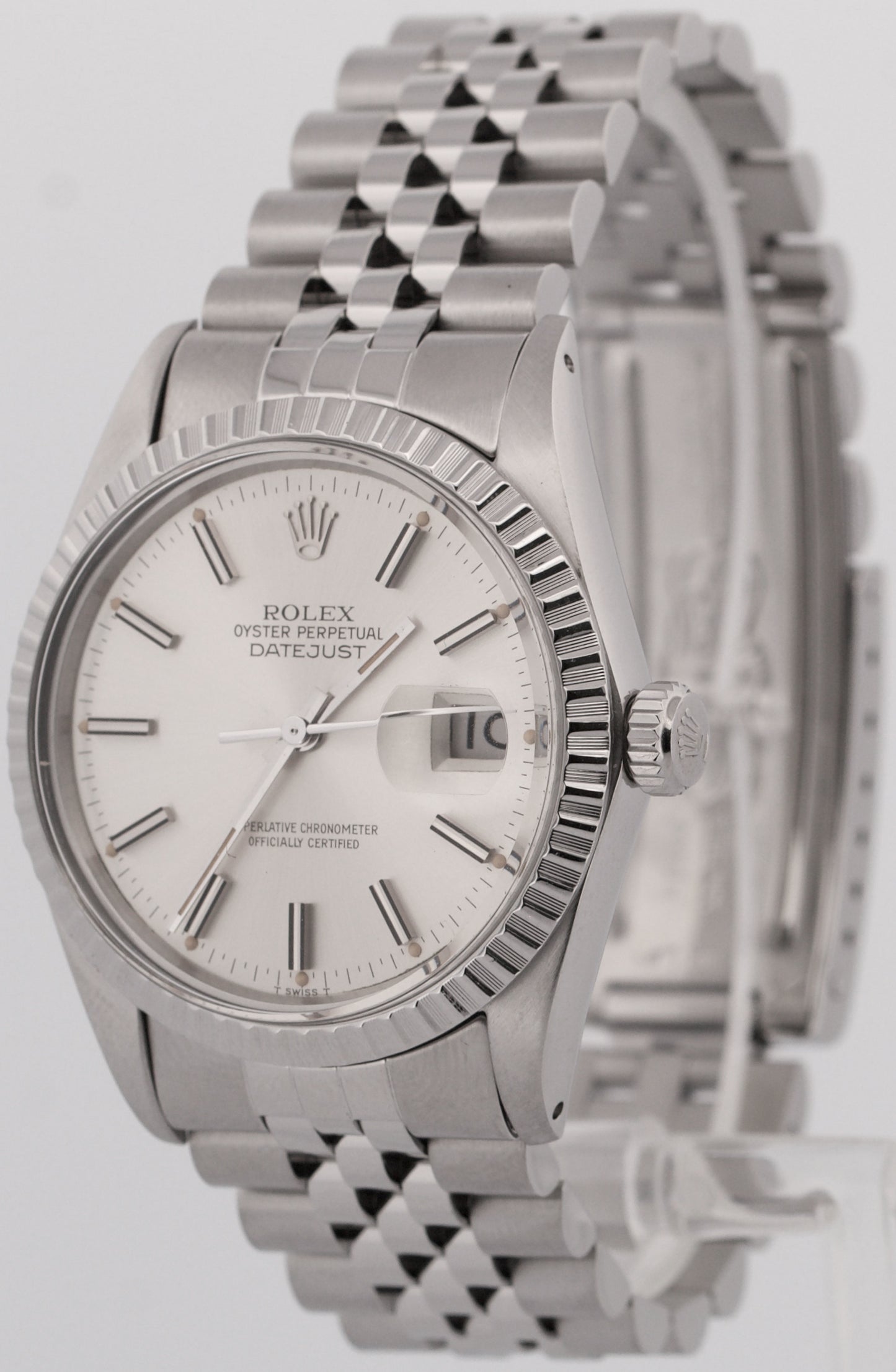 1983 Rolex DateJust 36mm SILVER Stainless Steel Automatic JUBILEE 16030 BOX