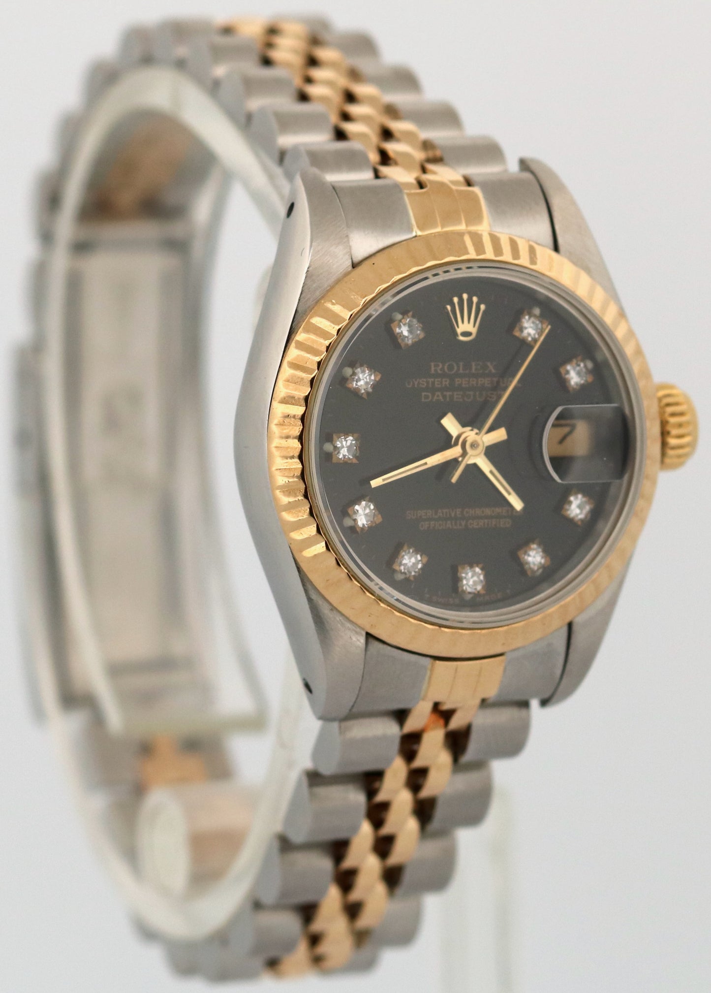 Rolex DateJust 26mm BLACK DIAMOND 18K Yellow Gold Stainless Steel JUBILEE 69173