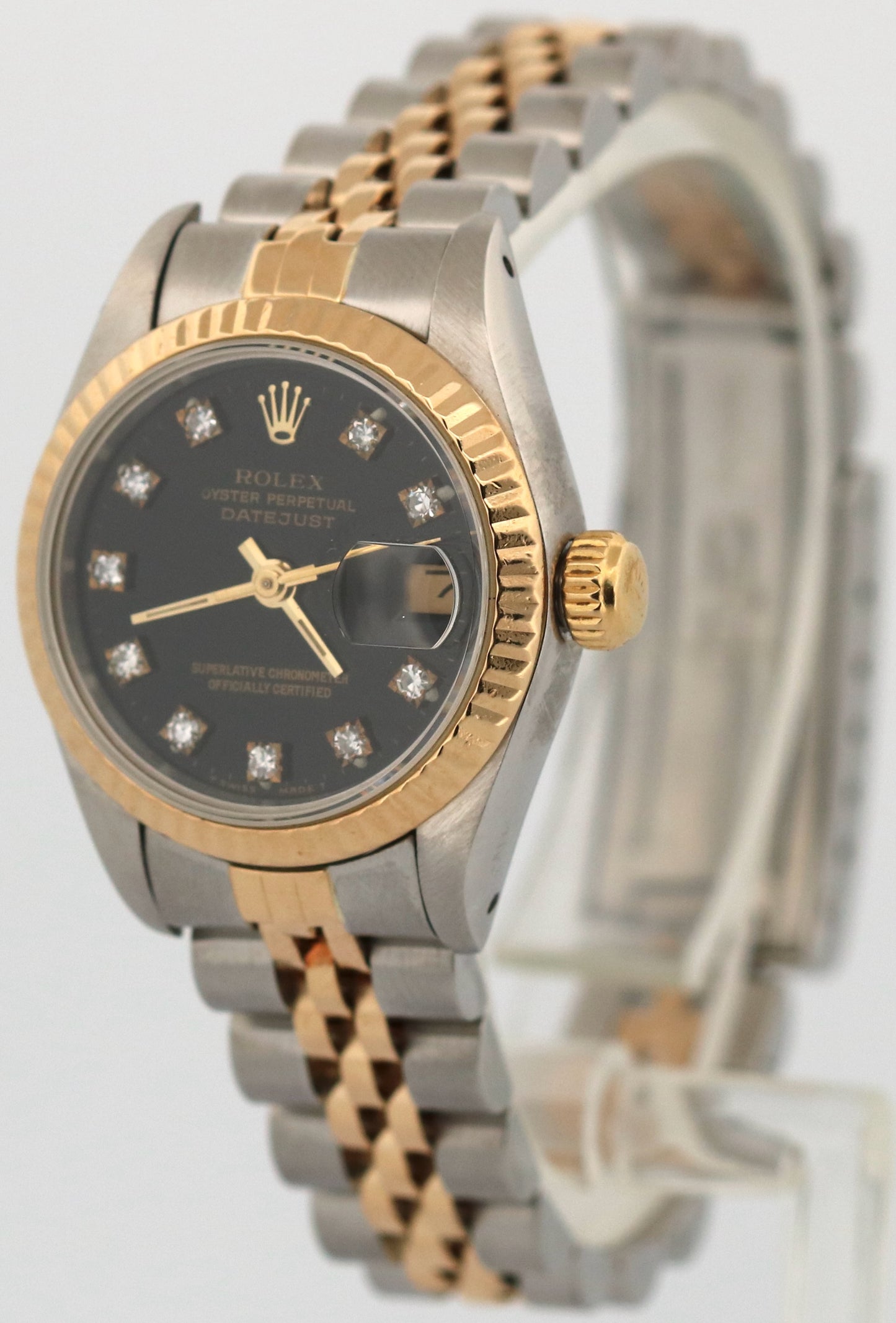 Rolex DateJust 26mm BLACK DIAMOND 18K Yellow Gold Stainless Steel JUBILEE 69173