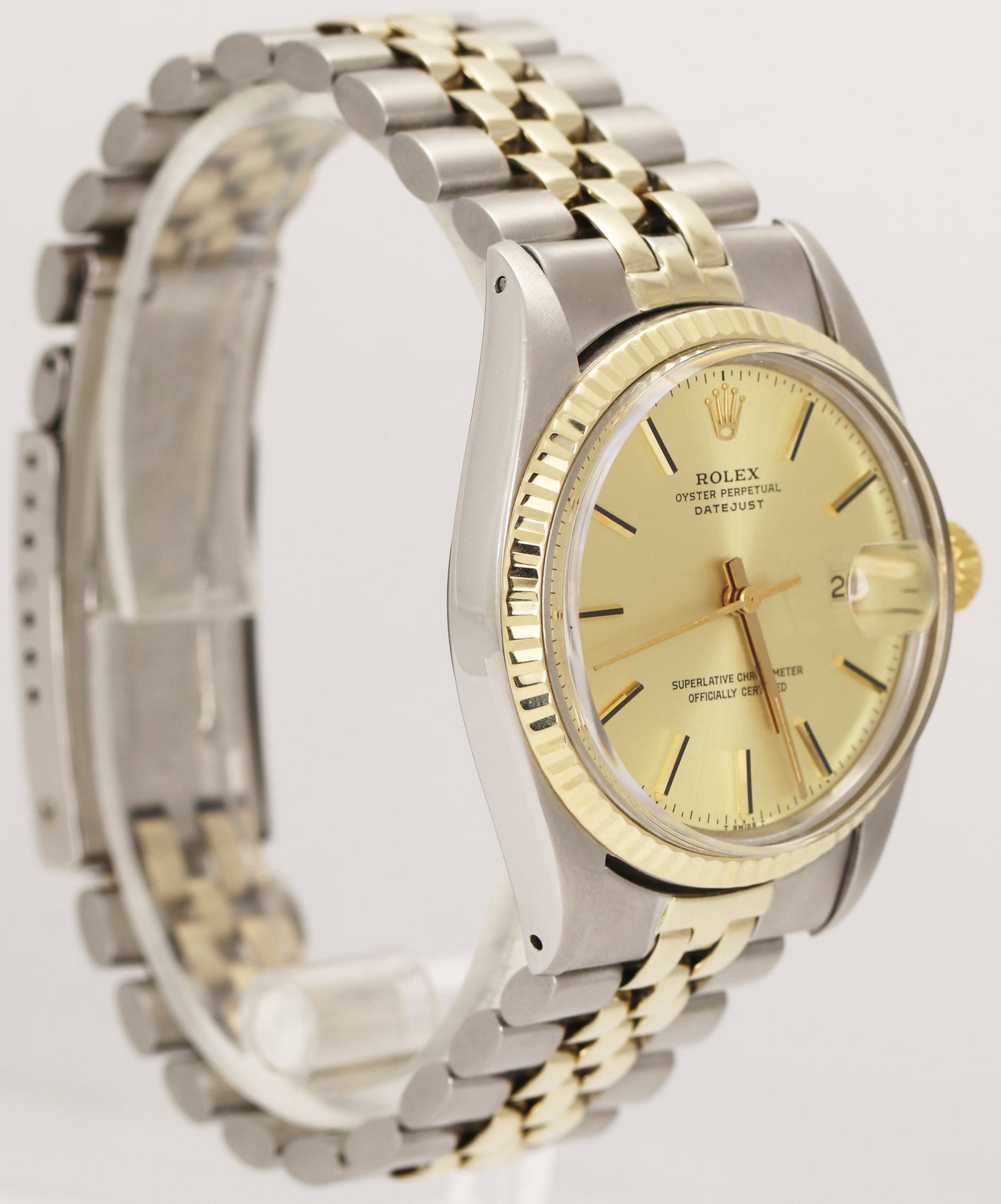 Rolex DateJust 36mm Champagne 18K Yellow Gold Stainless Two-Tone Watch 16013