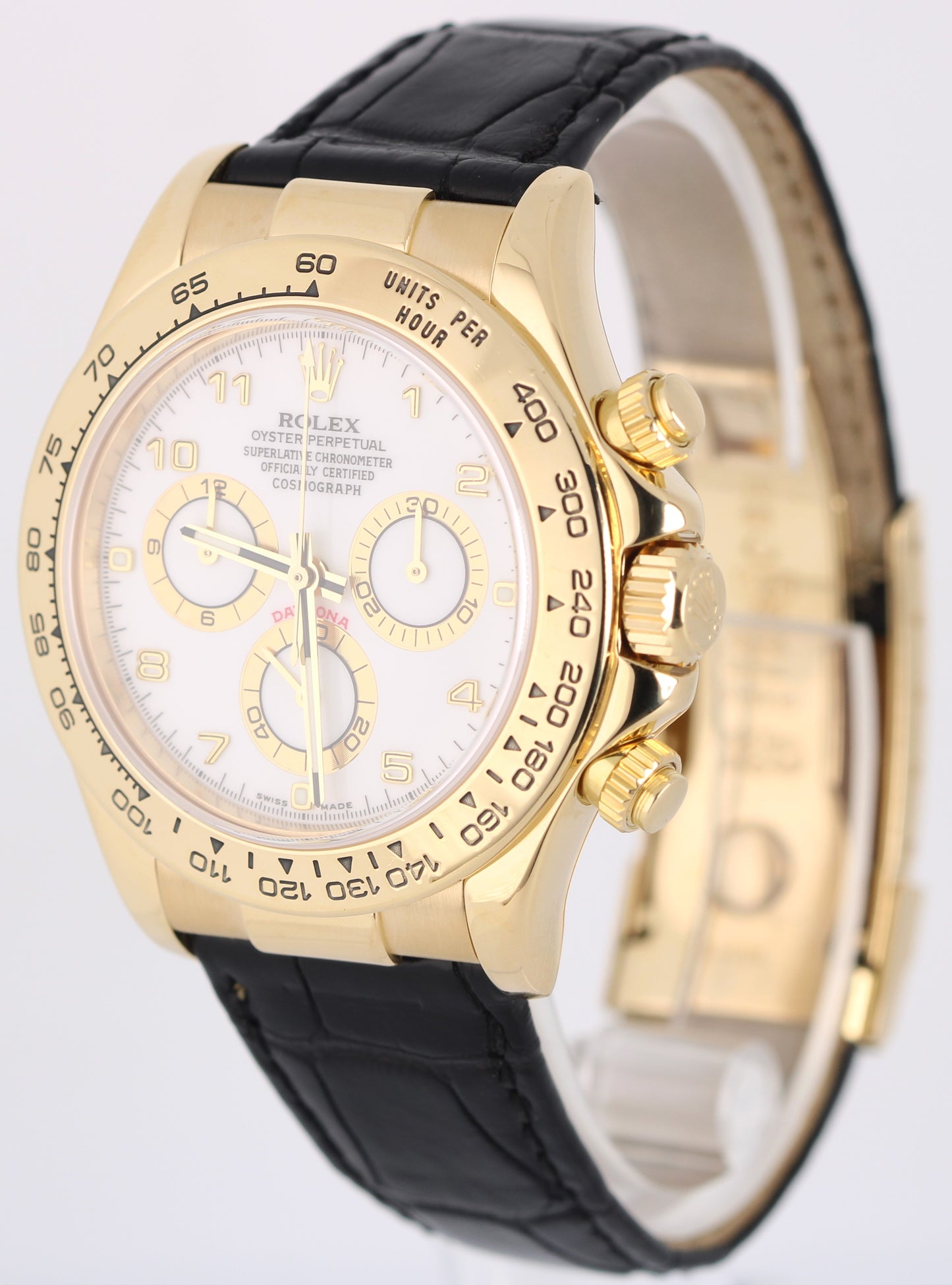 RSC PAPERS Rolex Daytona Cosmograph 18k Gold White Arabic 40mm 116518 Watch BOX