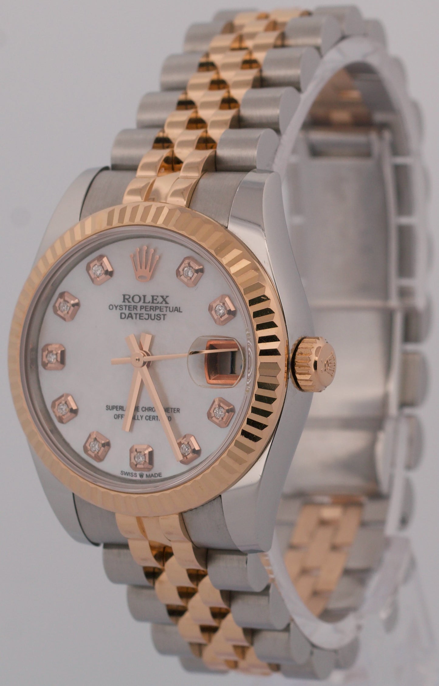 2017 PAPERS Rolex DateJust 31mm MOP DIAMOND 18K Gold Steel JUBILEE 178271 BOX