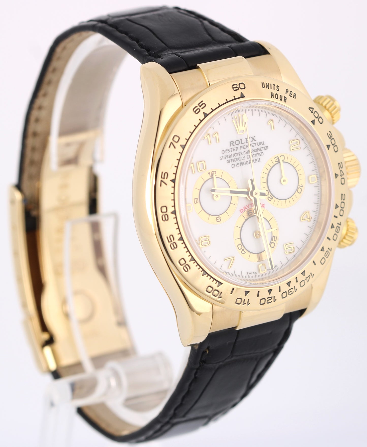 RSC PAPERS Rolex Daytona Cosmograph 18k Gold White Arabic 40mm 116518 Watch BOX