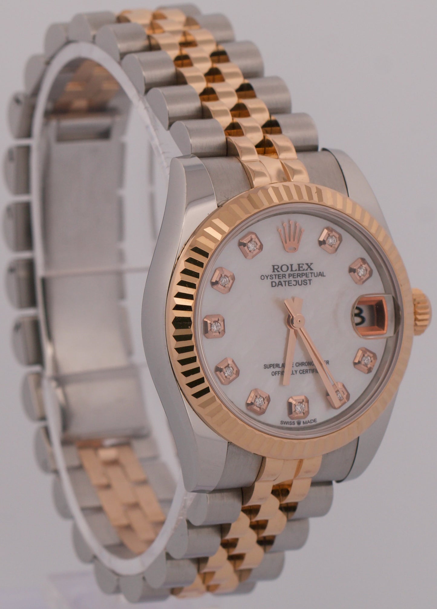 2017 PAPERS Rolex DateJust 31mm MOP DIAMOND 18K Gold Steel JUBILEE 178271 BOX