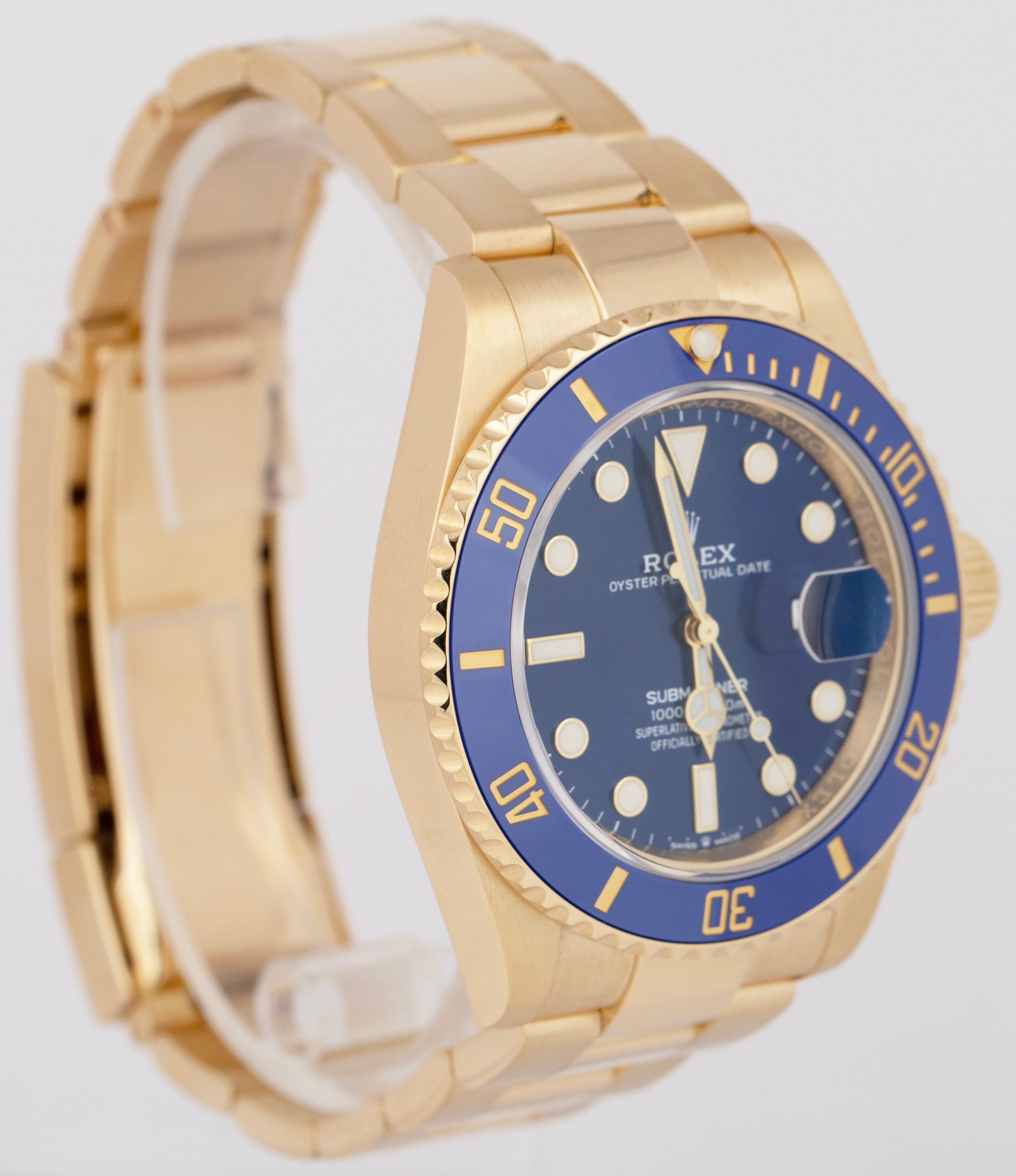 NEW PAPERS Rolex Submariner Date 41 18K Yellow Gold Blue Watch