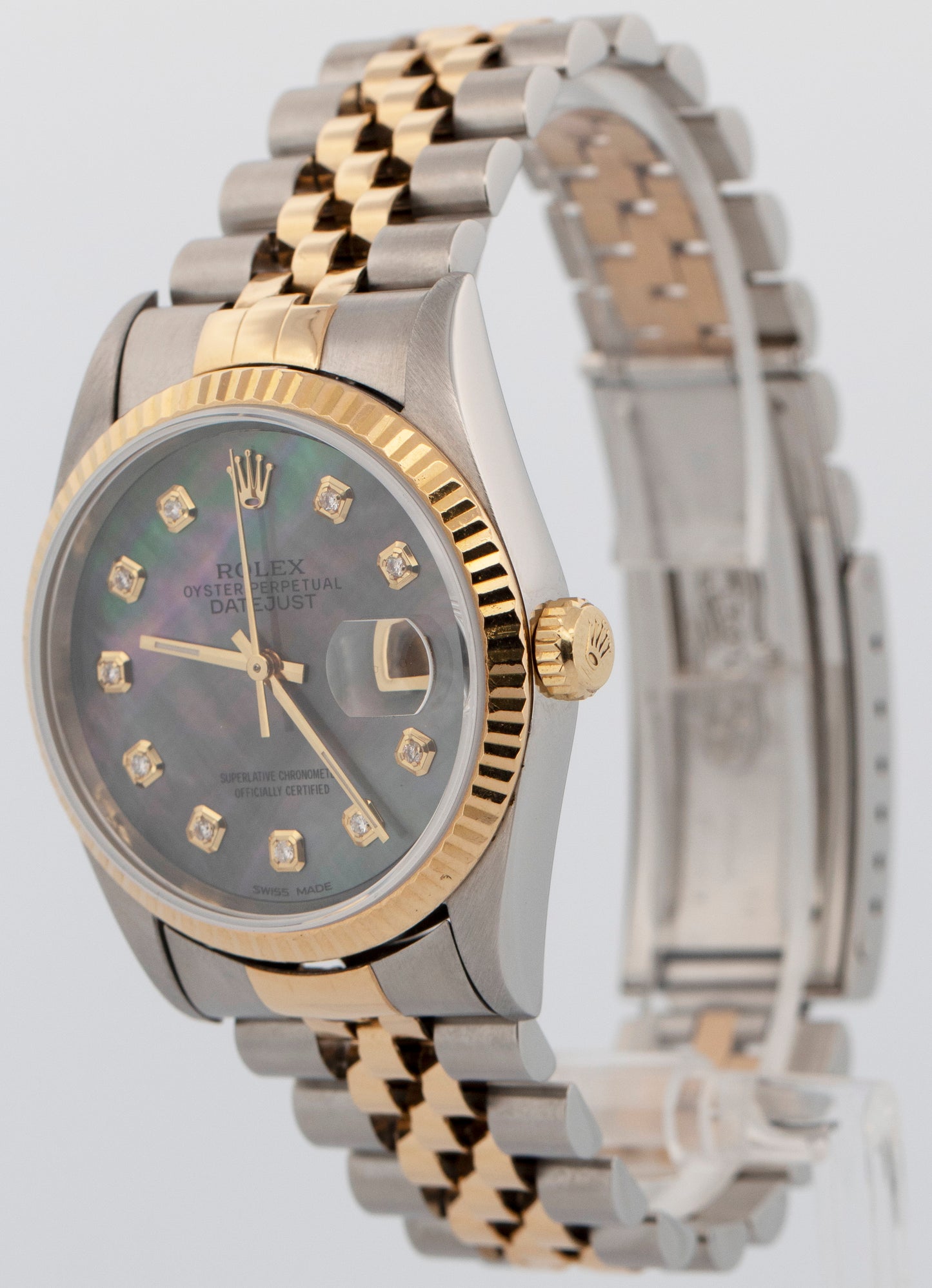 Rolex DateJust 36mm MOP DIAMOND 18K Yellow Gold JUBILEE Steel 16233 Watch
