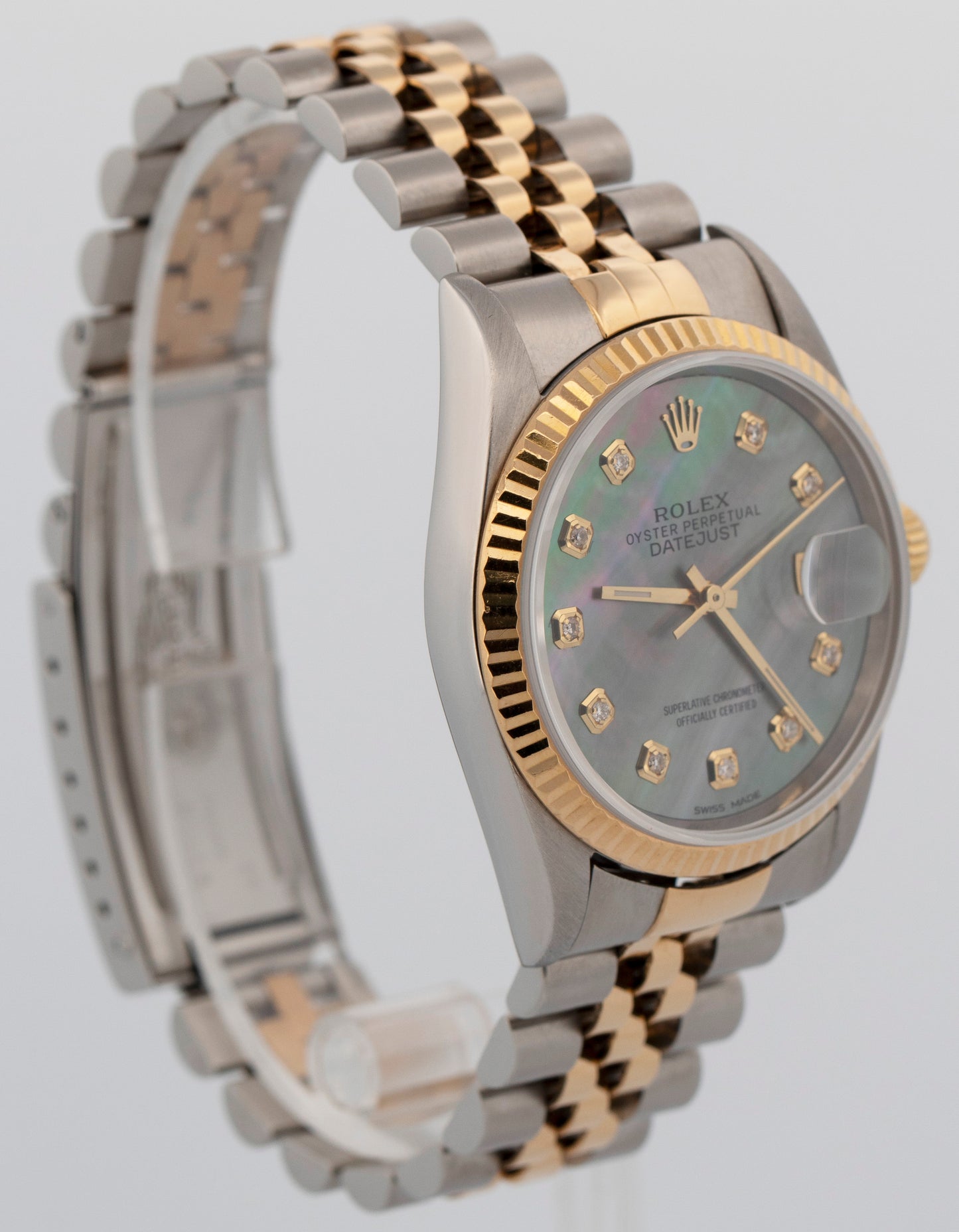 Rolex DateJust 36mm MOP DIAMOND 18K Yellow Gold JUBILEE Steel 16233 Watch