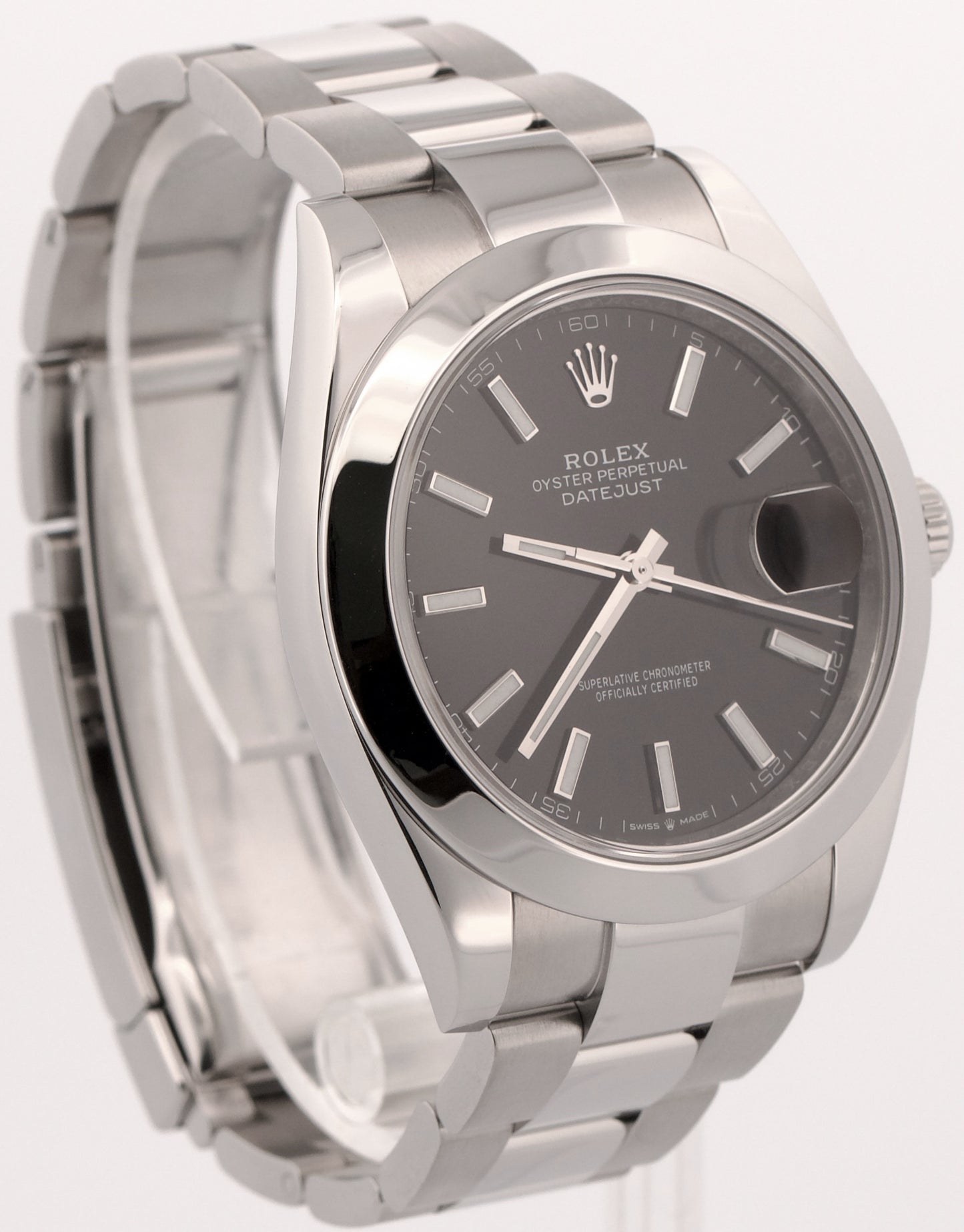 Rolex DateJust 41 BLACK Stainless Steel 41mm Smooth 126300 OYSTER Watch