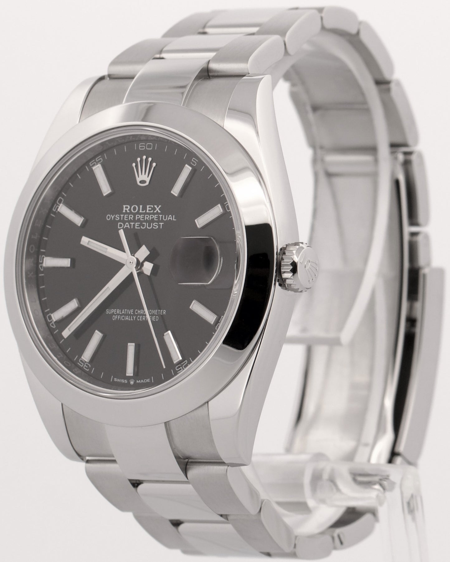 Rolex DateJust 41 BLACK Stainless Steel 41mm Smooth 126300 OYSTER Watch