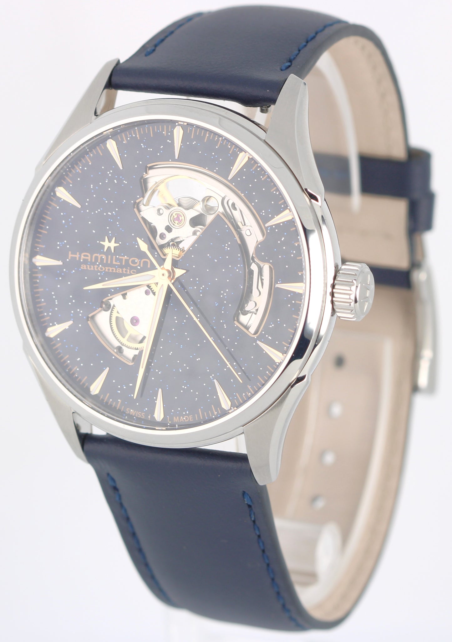 2026 PAPERS Hamilton Jazzmaster Open Heart Blue Aventurine 42mm H32705640 BOX