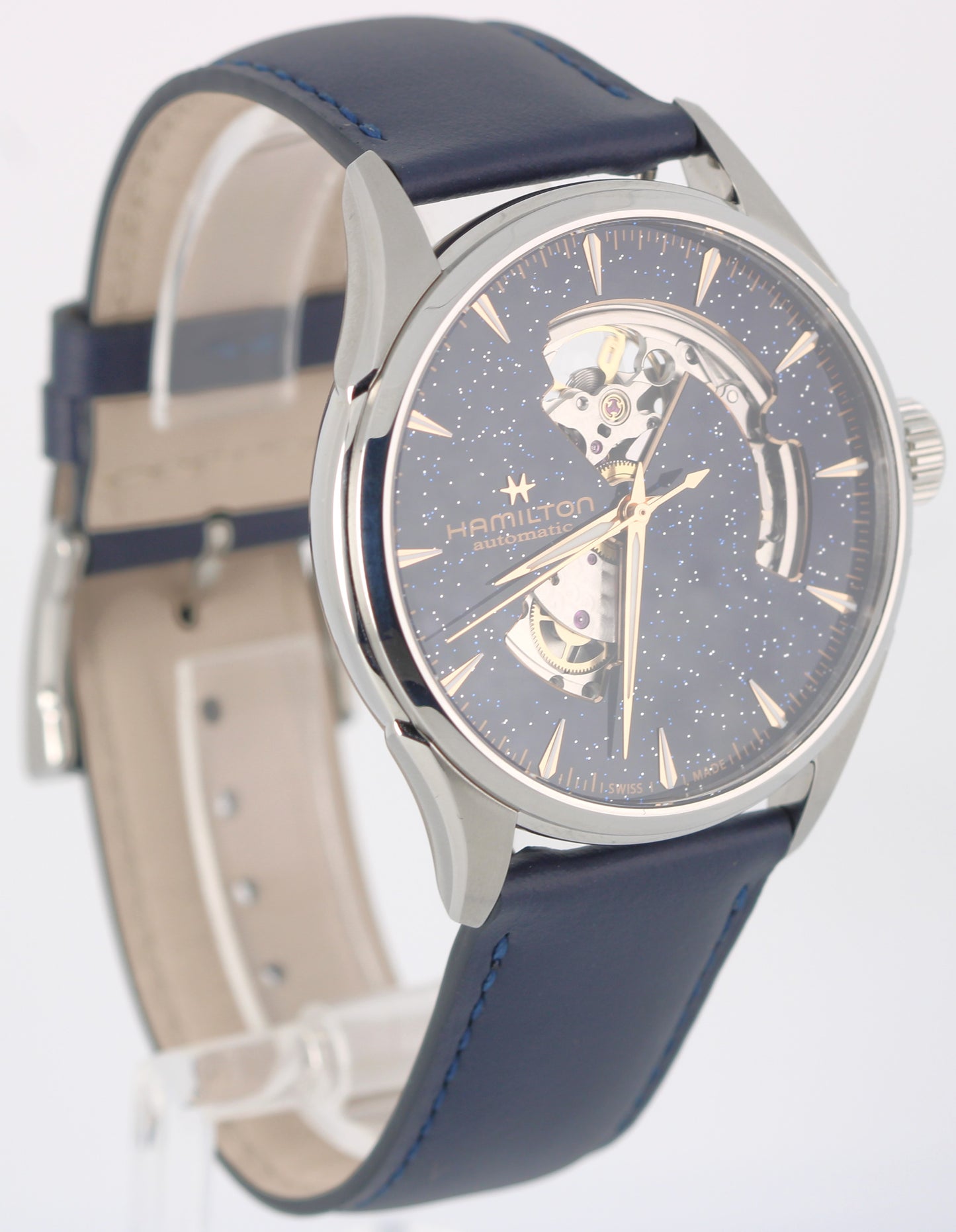 2026 PAPERS Hamilton Jazzmaster Open Heart Blue Aventurine 42mm H32705640 BOX