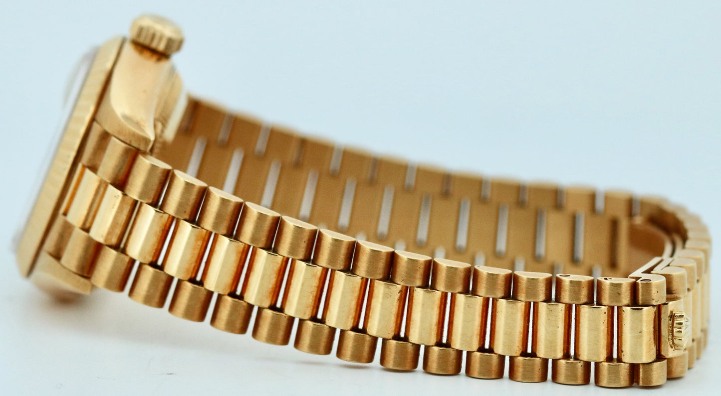 PAPERS Ladies Rolex DateJust President 26mm SILVER DIAMOND 18K Gold 69178 BOX