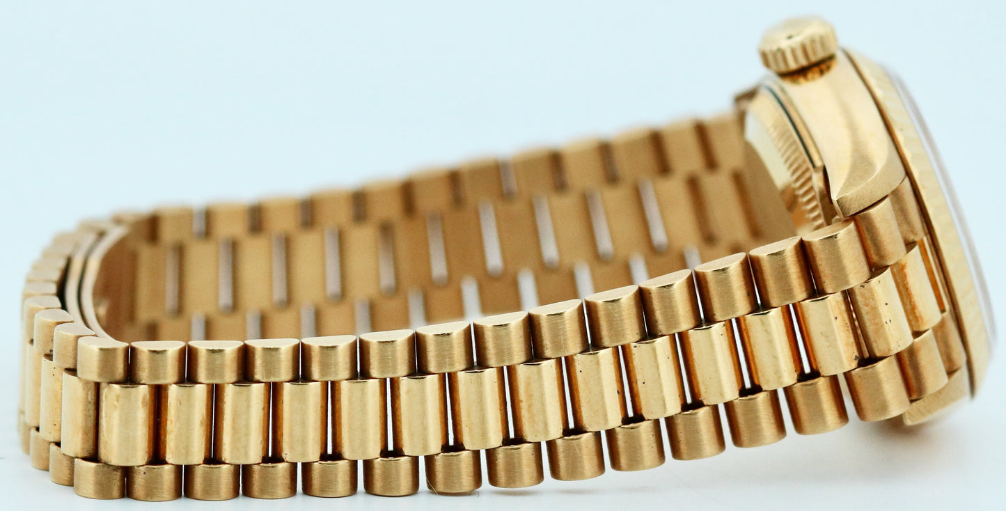 PAPERS Ladies Rolex DateJust President 26mm SILVER DIAMOND 18K Gold 69178 BOX