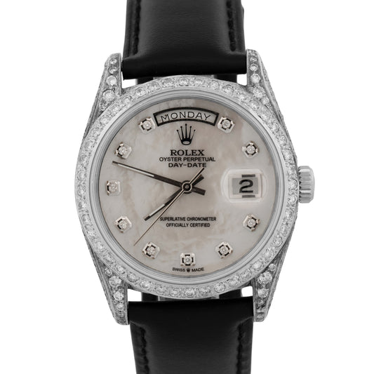 Rolex Day-Date President MOP DIAMOND 36mm 18K White Gold Automatic Watch 18039