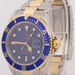 PAPERS Rolex Submariner 40mm BLUE 18K Yellow GOLD BUCKLE Stainless 16613 BOX